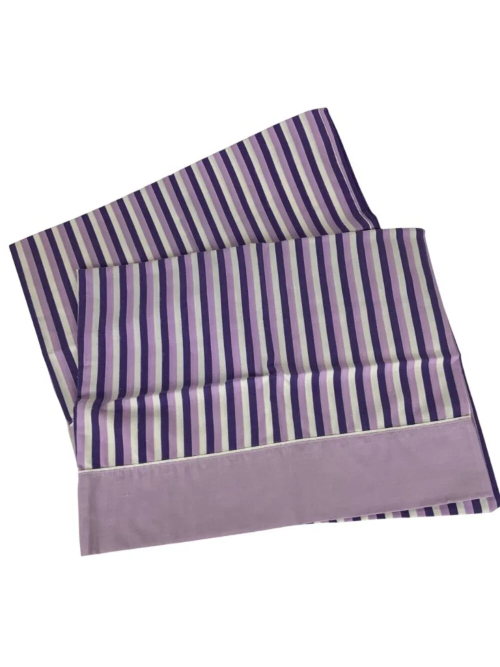 Dan River Lavender Purple Striped Muslin Pillowcases Queen Size Cotton Blend